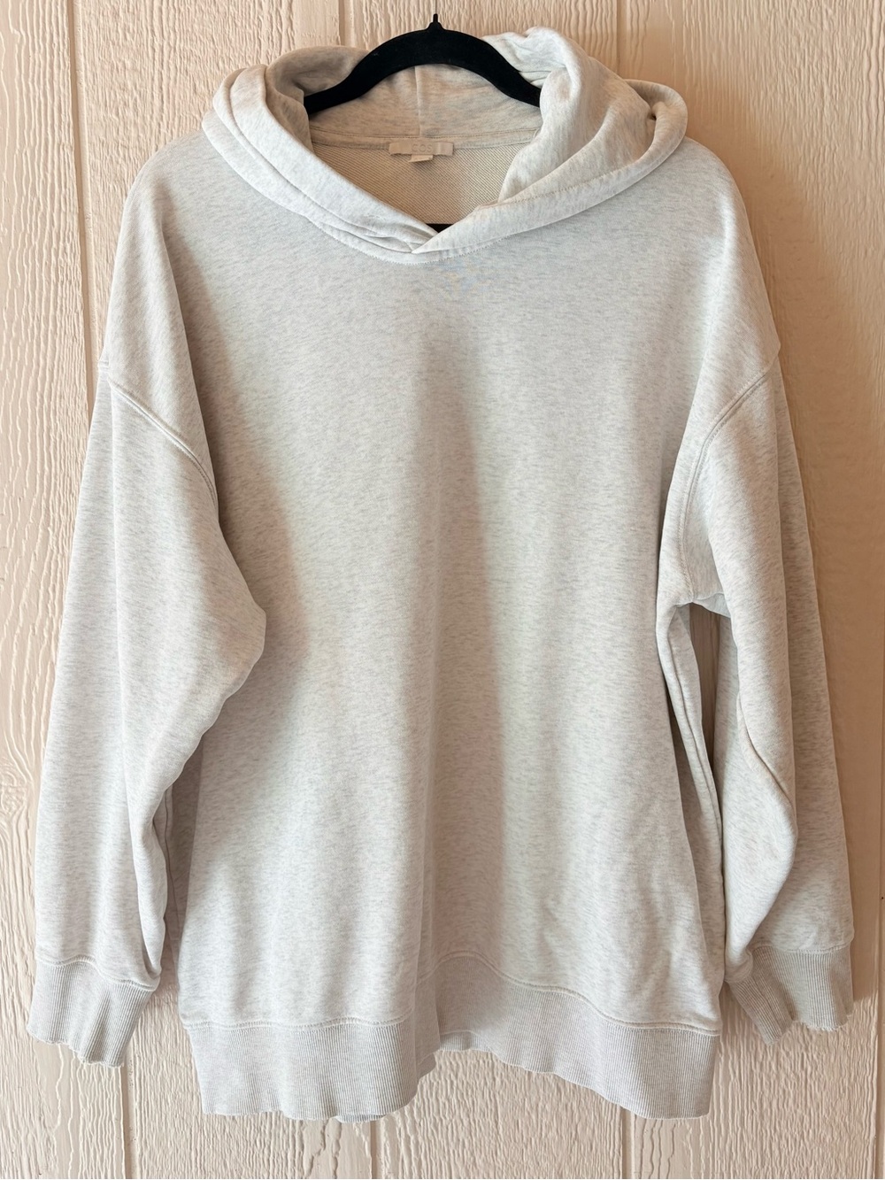 COS Oversized Pullover Hoodie Light Gray Size Medium Distressed Cuff Minimalist